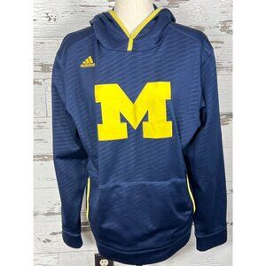 ADIDAS Climalite Men's Michigan Wolverine Hooded pullover Blue/Yellow L EUC